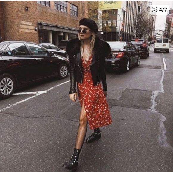 REALISATION PAR The Teale Dress In Rouge Fleur Red Floral L Large - Picture 9 of 16